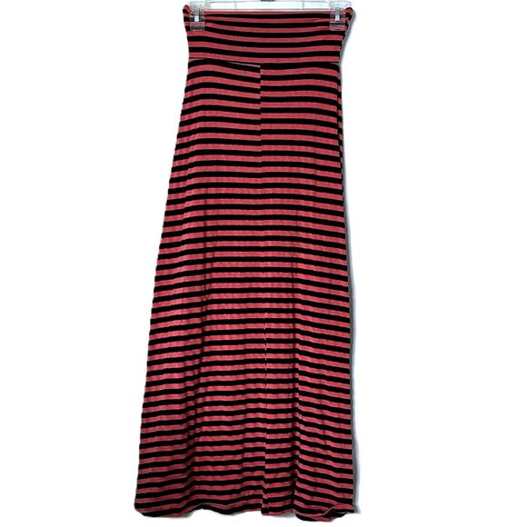 Orangey Peach and Black Striped Long Maxi Skirt Size Small - Picture 2 of 6